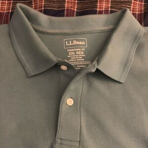 LL BEAN SS All Cotton Blue Green Polo